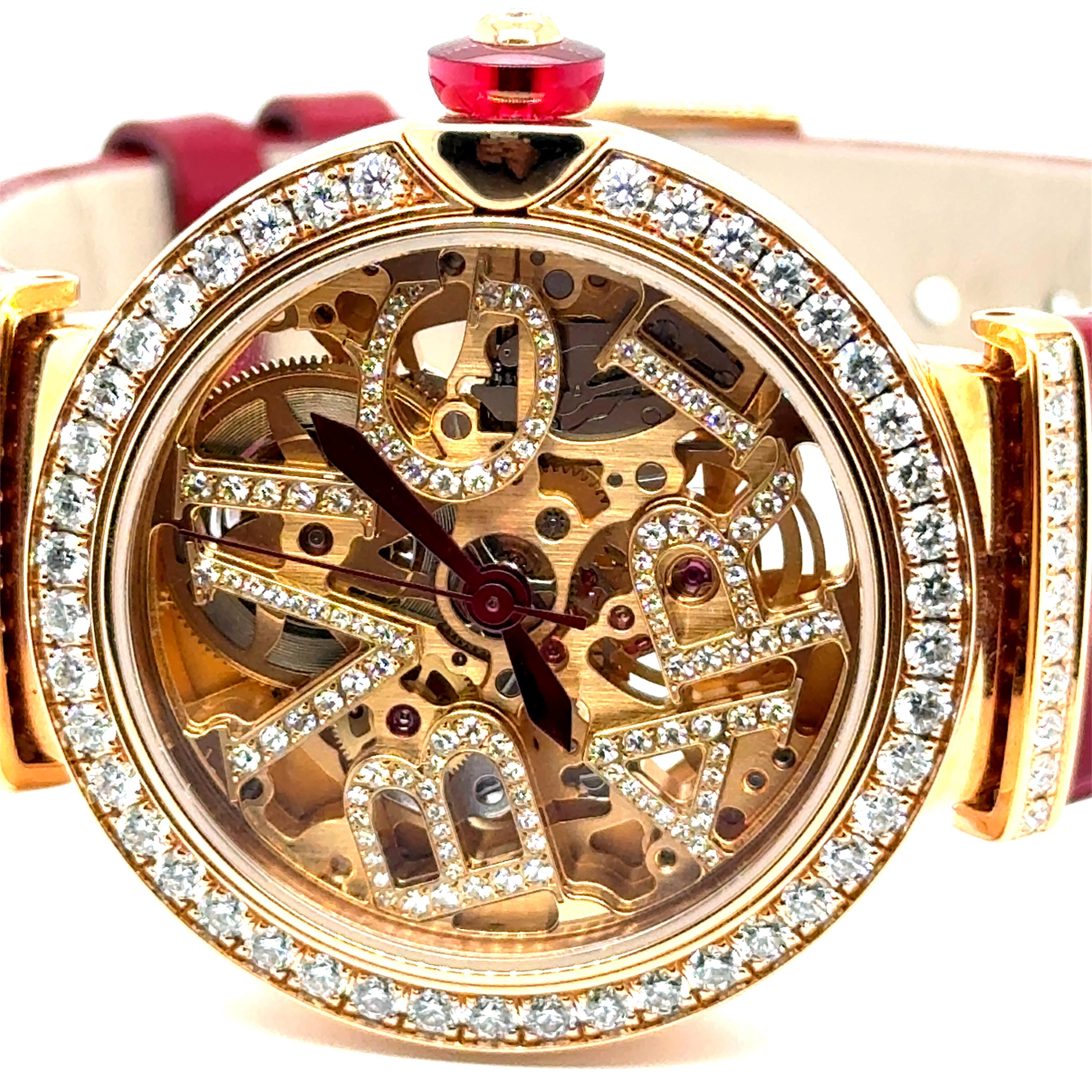 Bvlgari LVCEA Watch with Diamonds in 18 Karat Rose Gold For Sale 5