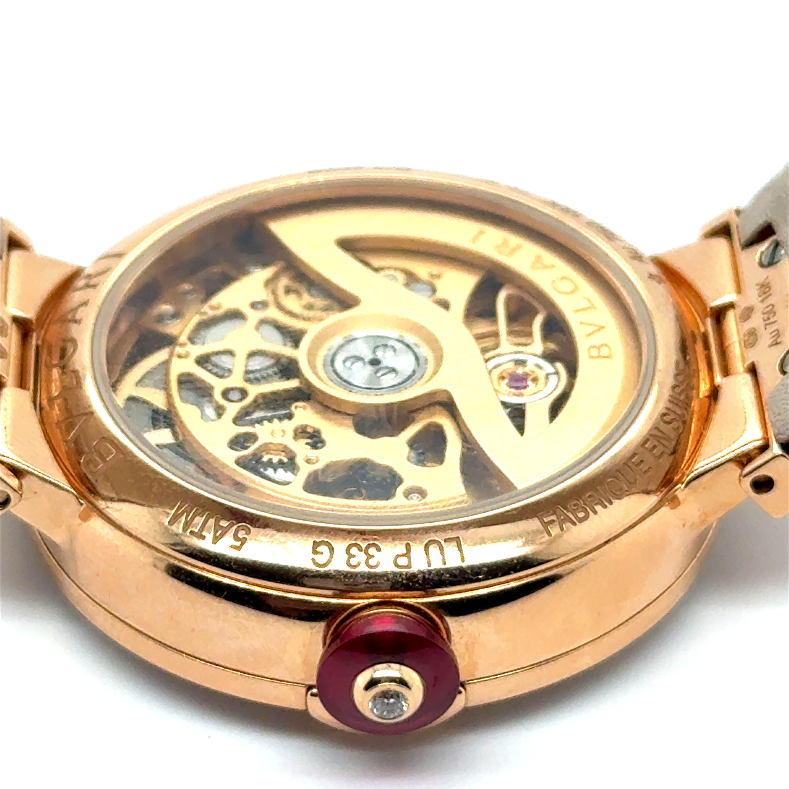 Bvlgari LVCEA Watch with Diamonds in 18 Karat Rose Gold For Sale 6