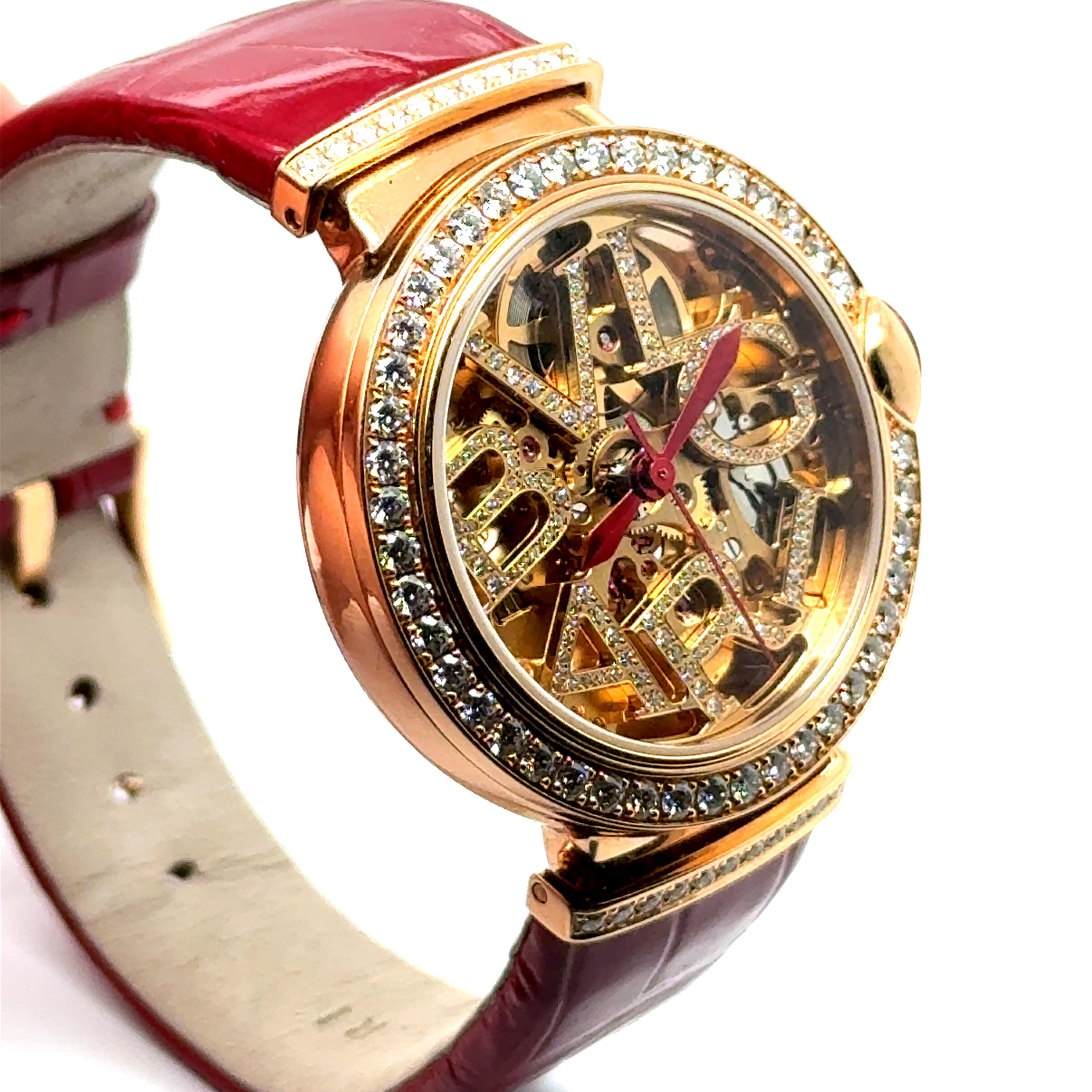 Modern Bvlgari LVCEA Watch with Diamonds in 18 Karat Rose Gold For Sale