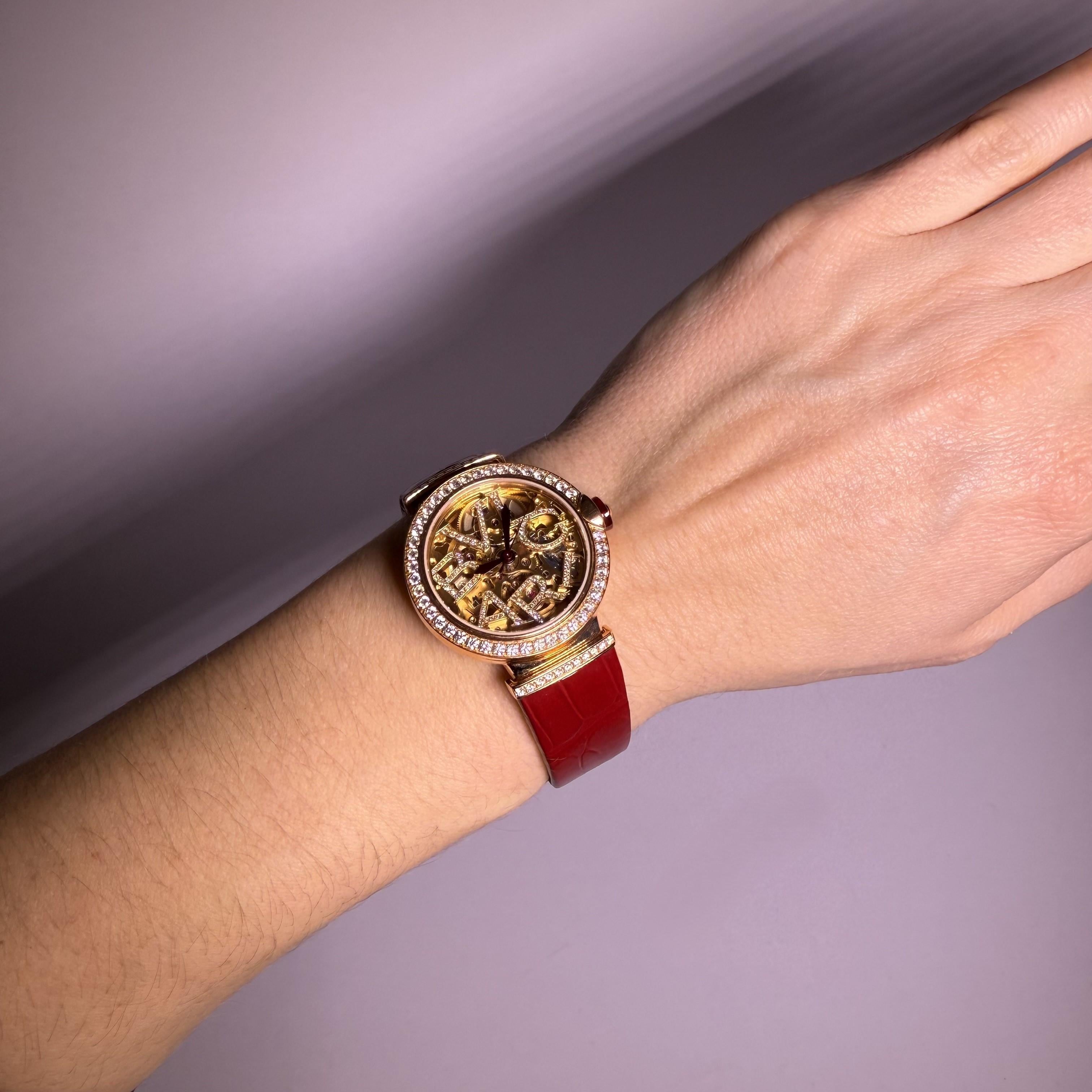 Women's or Men's Bvlgari LVCEA Watch with Diamonds in 18 Karat Rose Gold For Sale