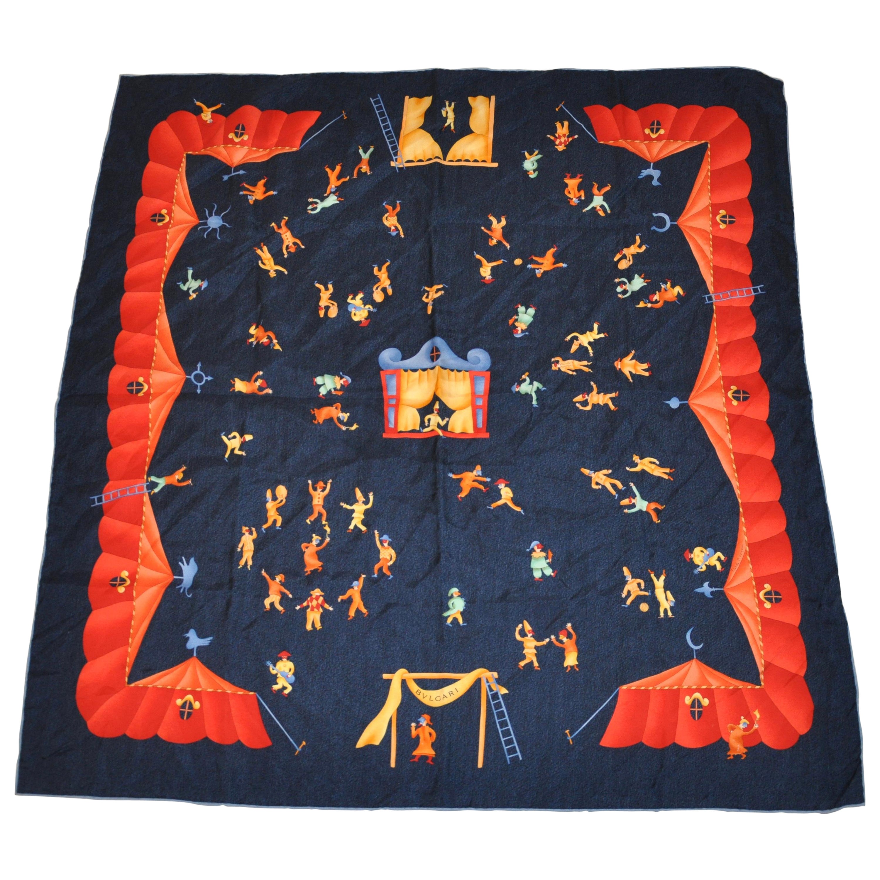Bvlgari - Écharpe « Magical World of Clowns » en jacquard de soie en vente