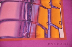 Bvlgari Magnificent "Warm Shades of Violets, Tangerine & Burgundy" Silk Scarf
