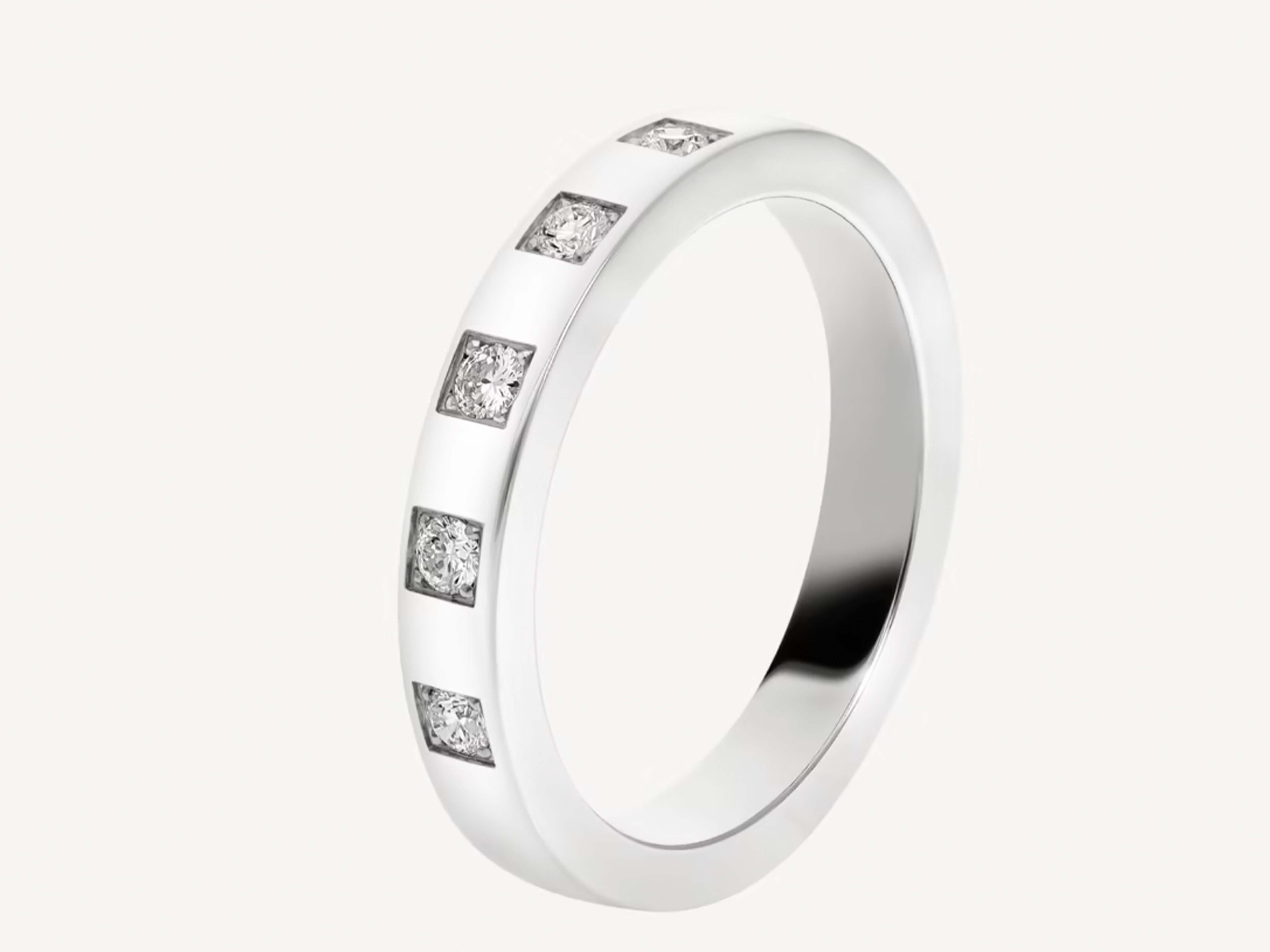 Bvlgari Marry Me Platin-Ehering mit 5 Diamanten (Rundschliff) im Angebot