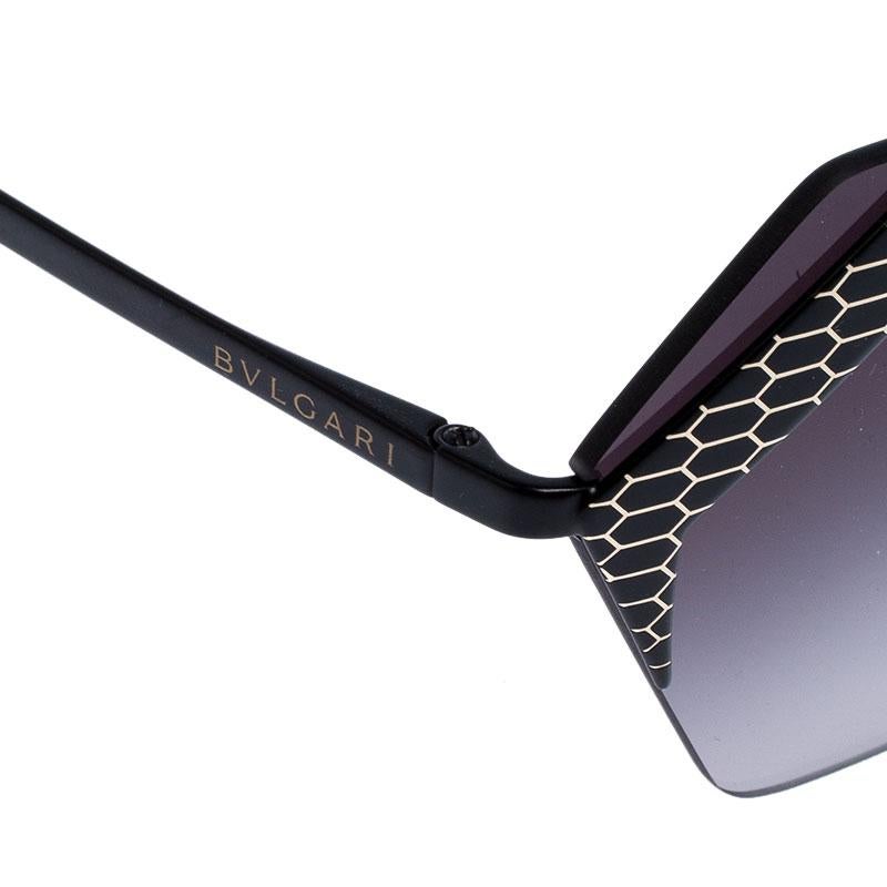 Women's Bvlgari Matte Black/ Grey Gradient 6103 Serpenteyes X Hexagonal Sunglasses