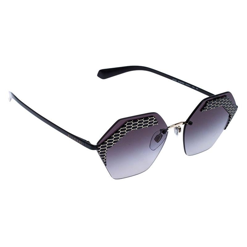 Bvlgari Matte Black/ Grey Gradient 6103 Serpenteyes X Hexagonal Sunglasses