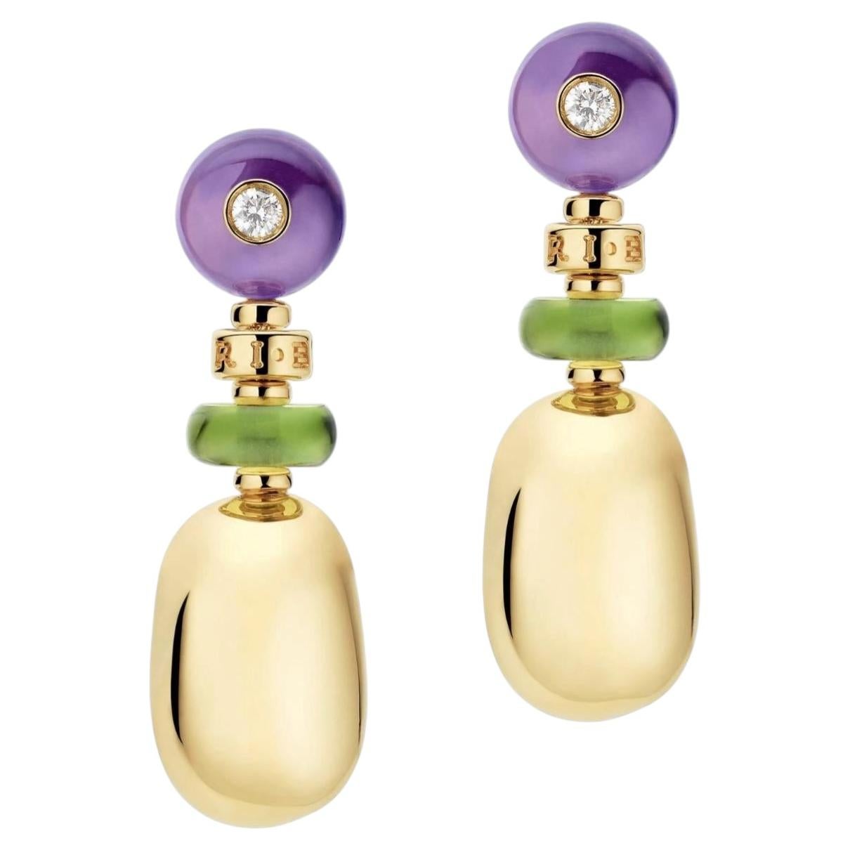 Bvlgari, Mediterranean Eden Diamond, Amethyst and Peridot Earrings, 18K