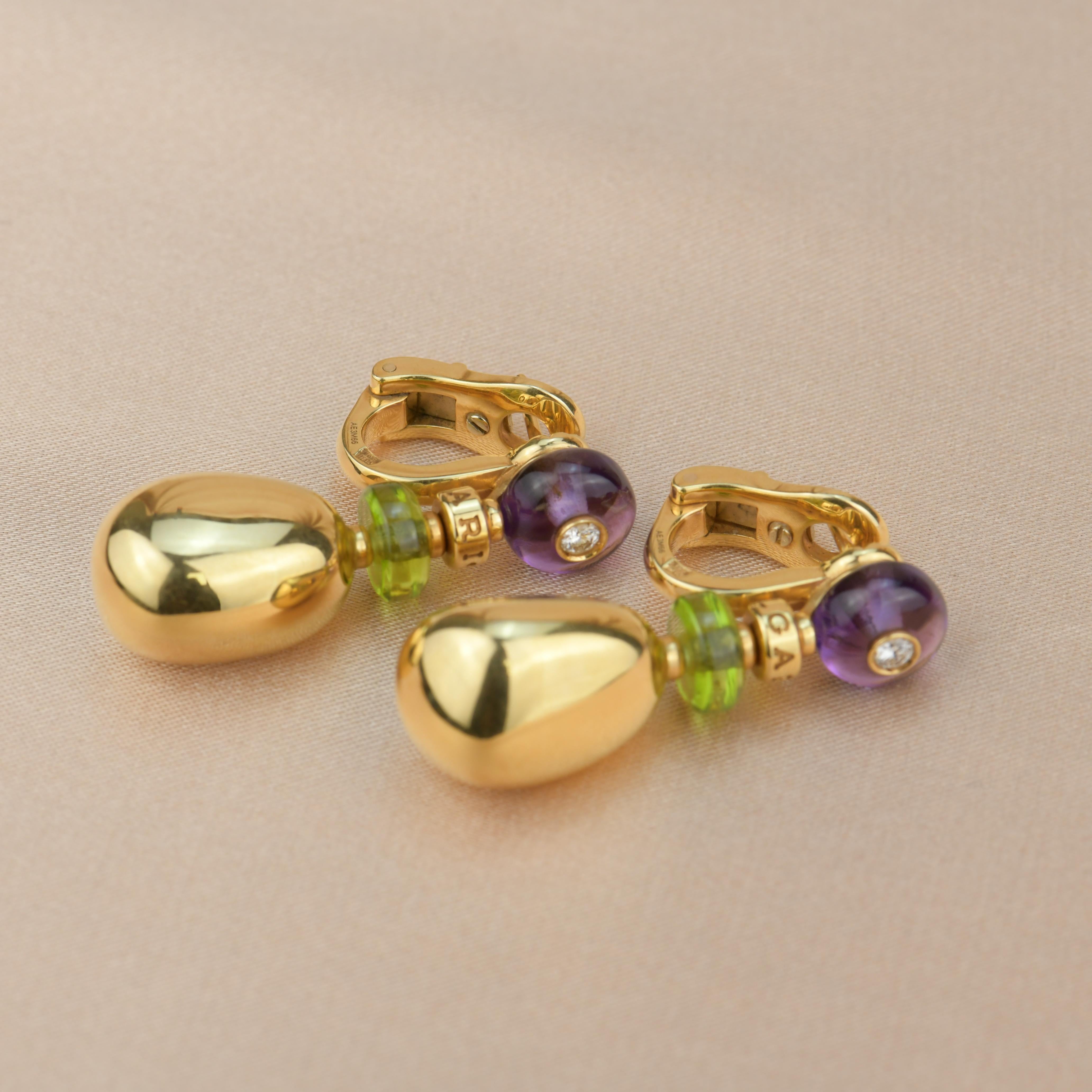 Bvlgari Mediterranean Eden Gold Amethyst Peridot Earring 6