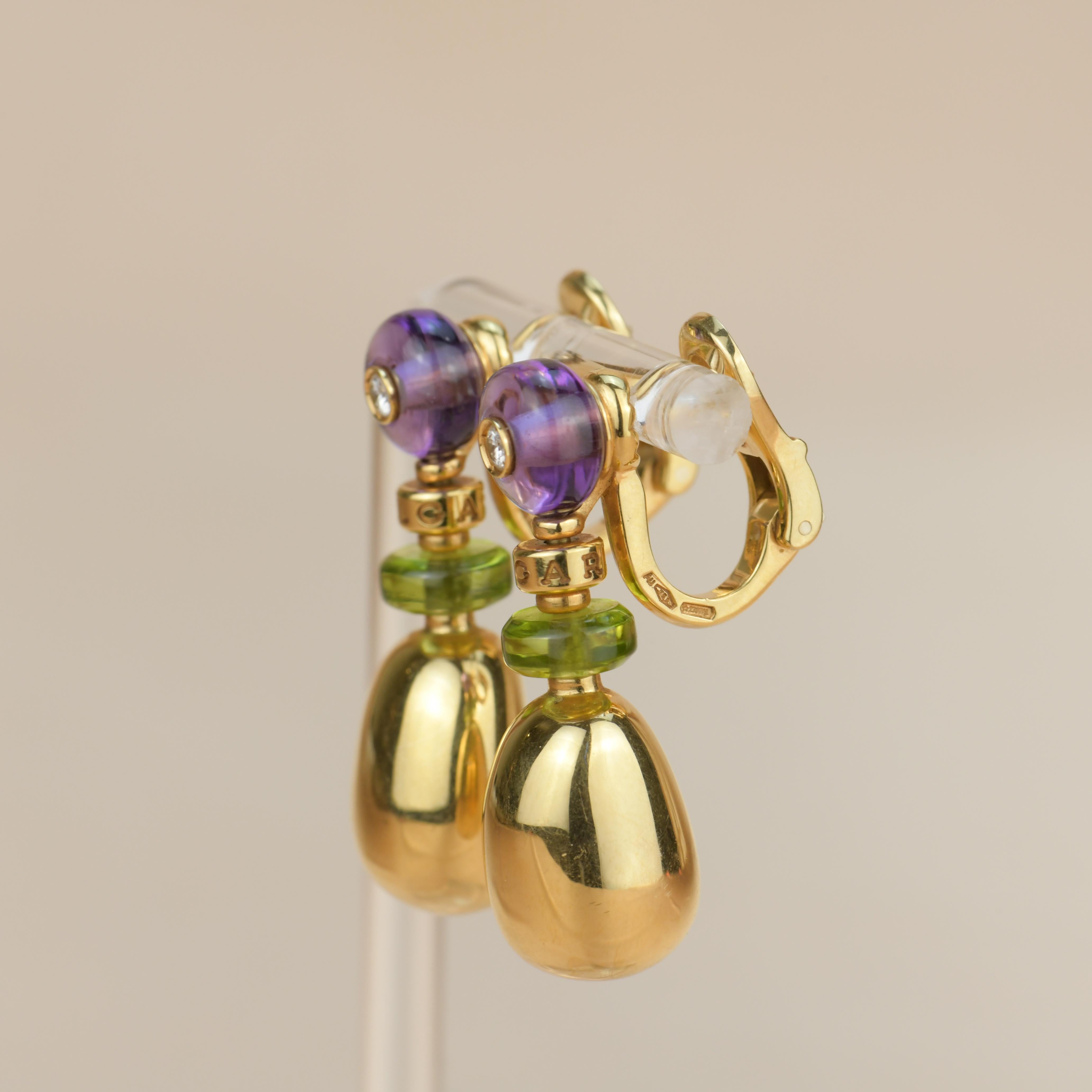 Brilliant Cut Bvlgari Mediterranean Eden Gold Amethyst Peridot Earring