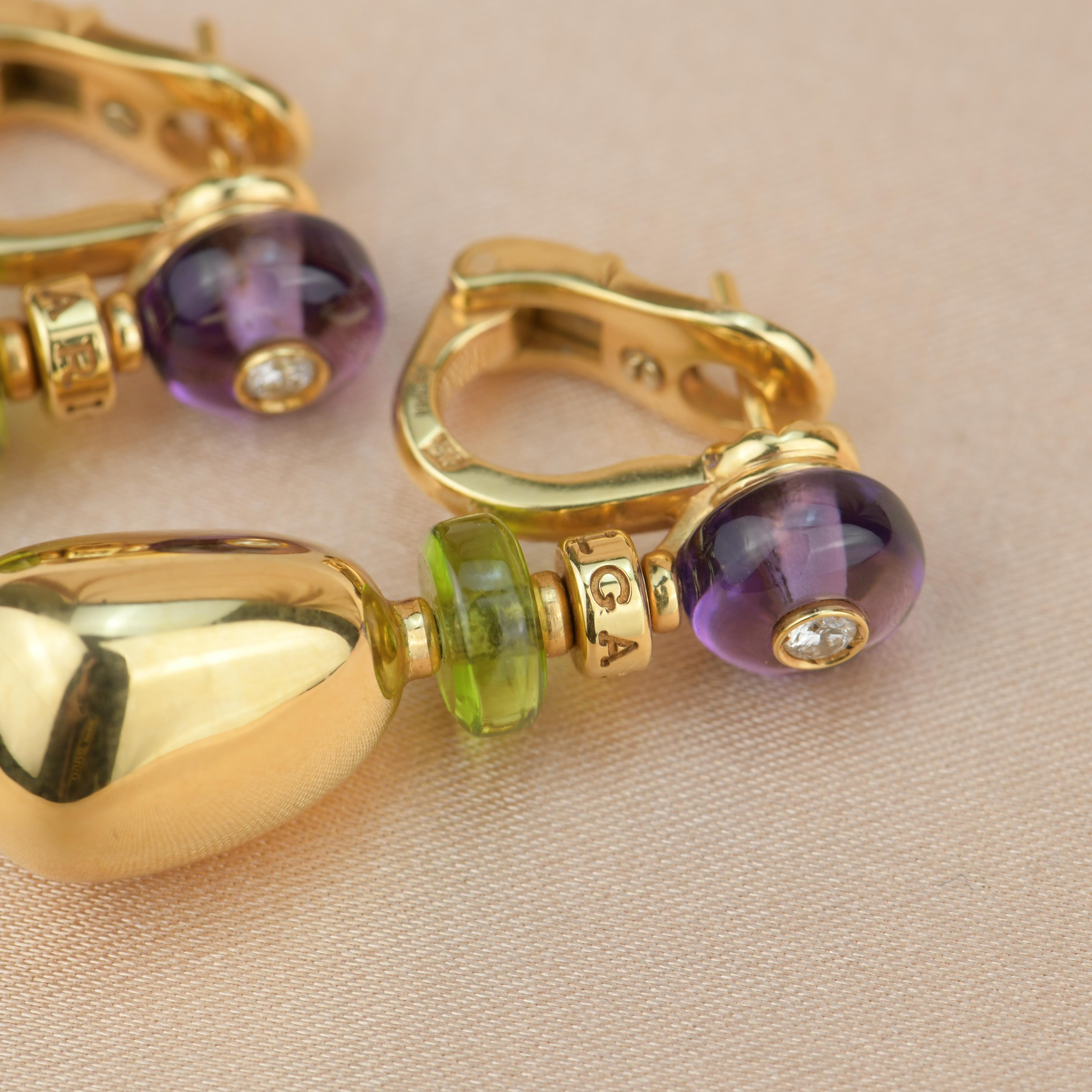 Bvlgari Mediterranean Eden Gold Amethyst Peridot Earring 1