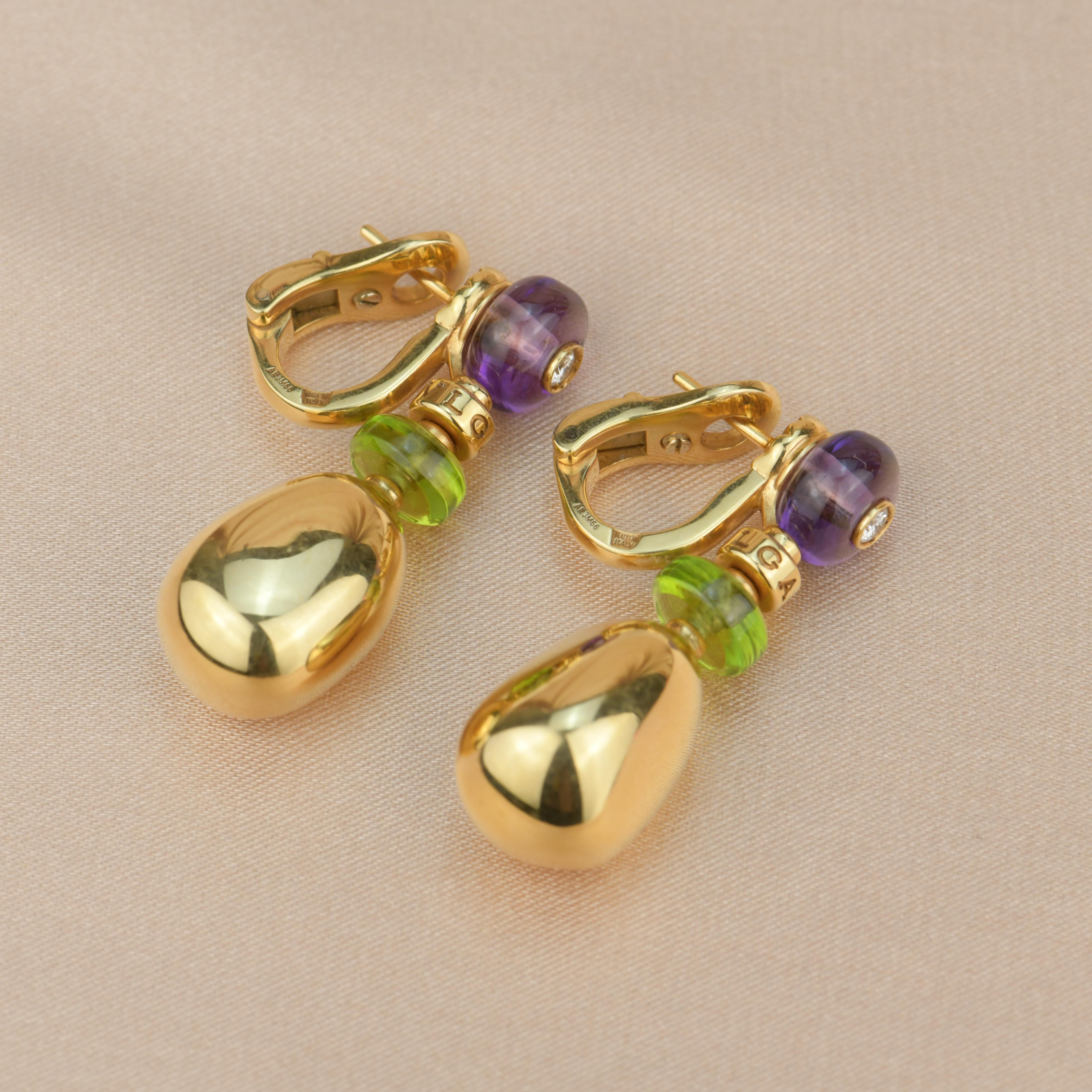 Bvlgari Mediterranean Eden Gold Amethyst Peridot Earring 2