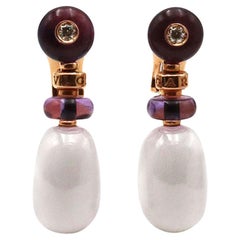 Bvlgari 'Mediterranean Eden Sassi' Rose Gold Ceramic Amethyst and Diamond Earrin
