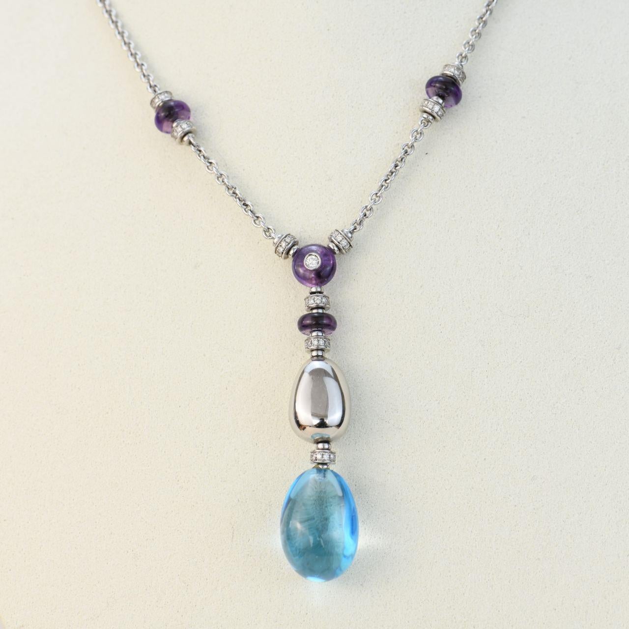 Uncut Bvlgari Mediterranean Eden White Gold Diamond & Multi-Gem Necklace For Sale