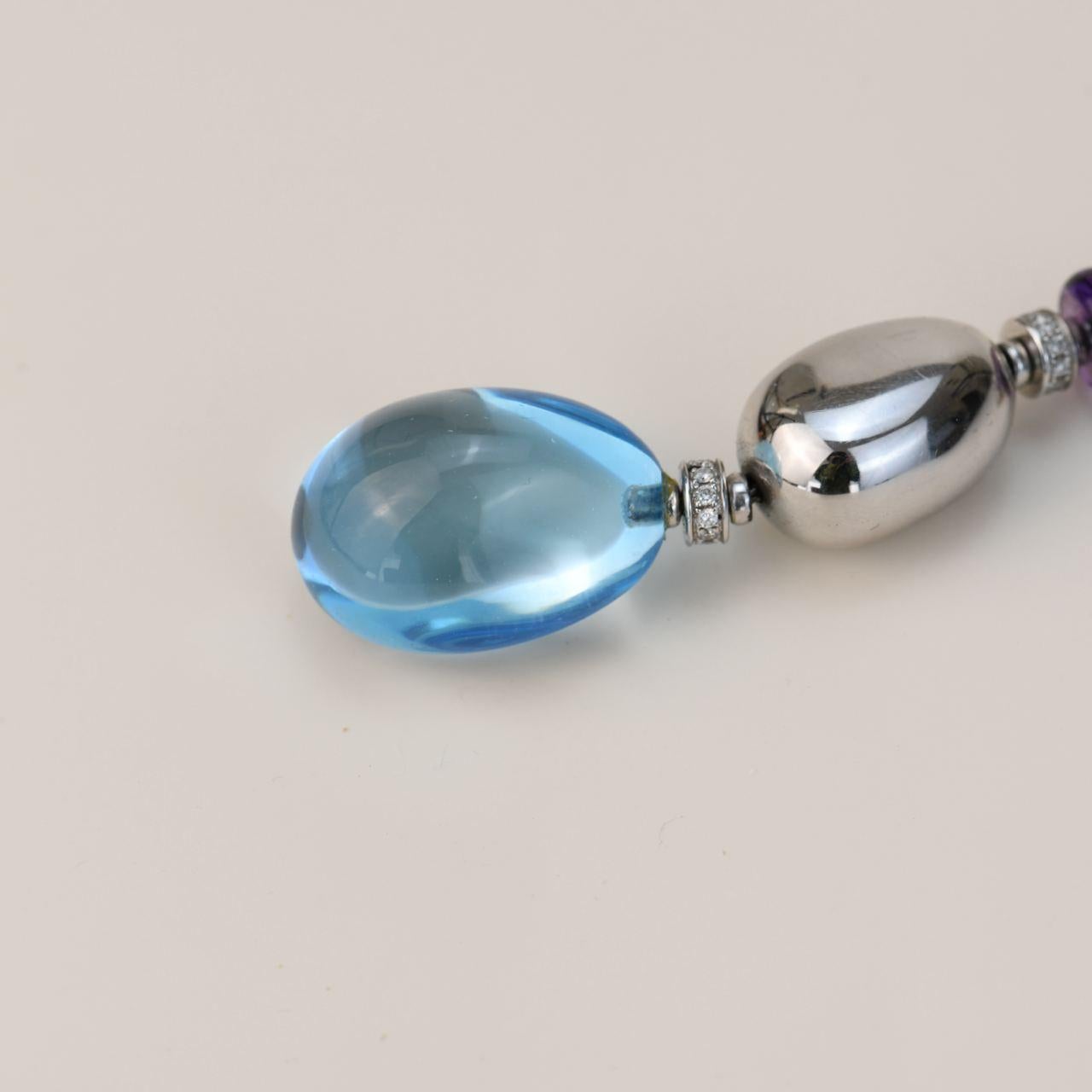 Bvlgari Mediterranean Eden White Gold Diamond & Multi-Gem Necklace In Excellent Condition For Sale In Banbury, GB