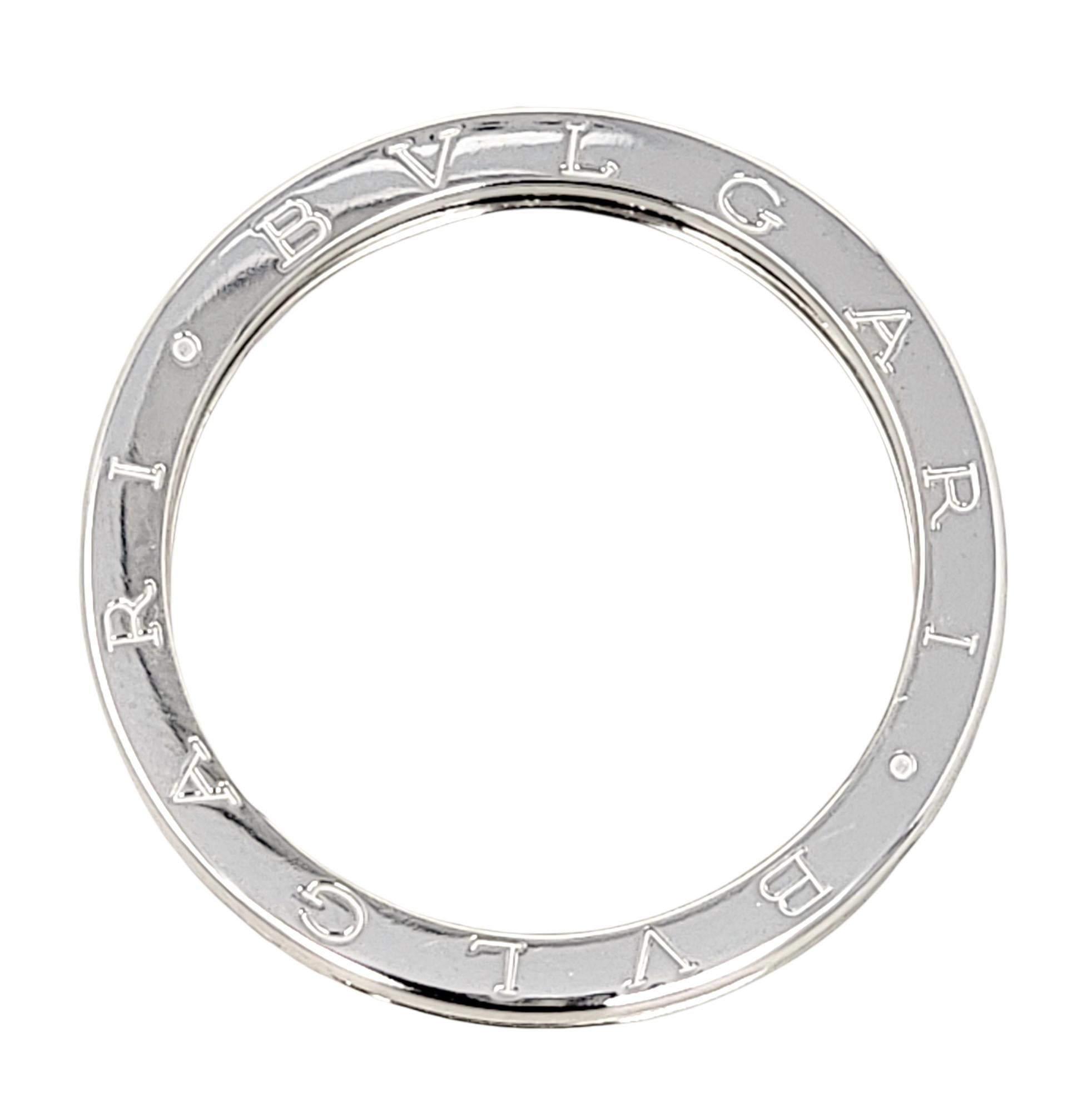 Bvlgari Mens B.Zero1 Logo Etched Band Ring in 18 Karat White Gold In Good Condition In Scottsdale, AZ