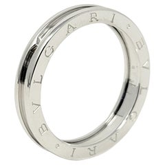 Bvlgari Mens B.Zero1 Logo Etched Band Ring in 18 Karat White Gold