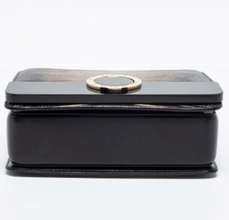 Bvlgari Metallic/Black Lizard Perspex and Leather Small Flap Cover Shoulder Bag État moyen - En vente à Dubai, Al Qouz 2