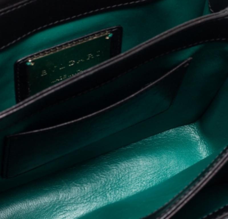 Bvlgari Metallic/Black Lizard Perspex and Leather Small Flap Cover Shoulder Bag en vente 4