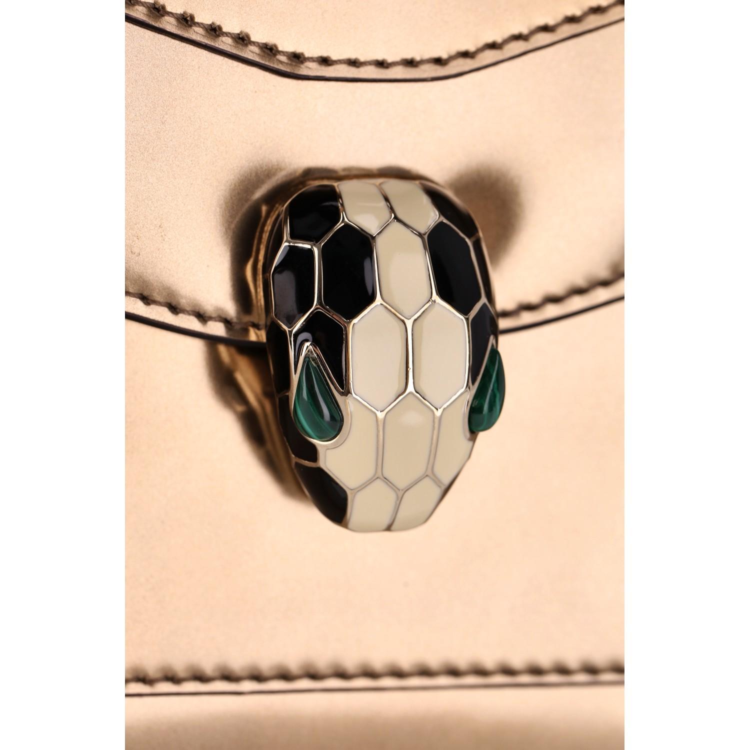 Bvlgari Metallic Leder Serpenti Forever Top Handle Tasche mit Markenspiegel 2