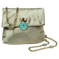 Bvlgari Metallic Pale Green Satin Monette Chain Shoulder Bag