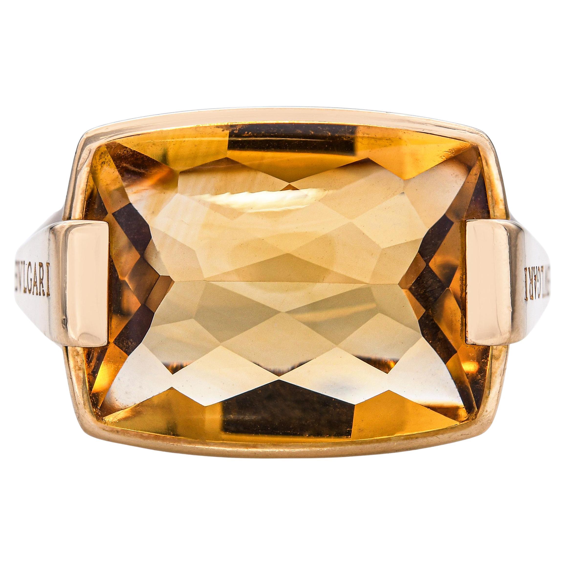 Bvlgari Metropolis Anillo Cóctel Citrino Oro Amarillo 18k