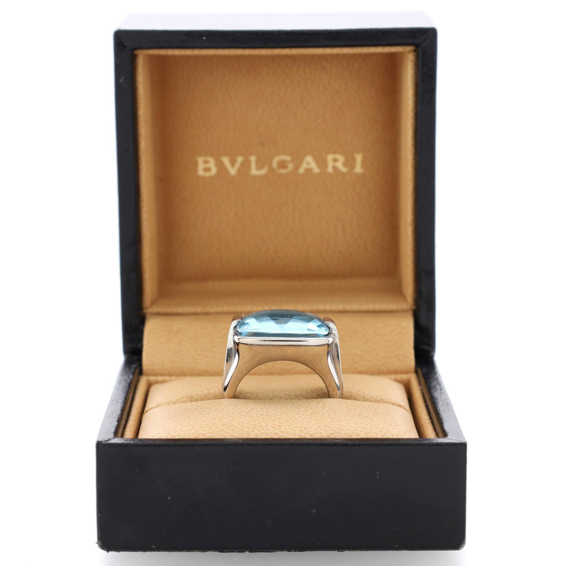 Condition: Very good. Moderate wear throughout.
Accessories: No Accessories
Measurements: Size: 6 - 52, Width: 3.05 mm
Designer: Bvlgari
Model: Metropolis Ring 18K White Gold and Blue Topaz
Exterior Color: White Gold
Item Number: 193495/1