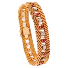 Bvlgari Milano 1950 Bracelet in 18kt Gold with 5.42ctw in Rubies and Diamonds