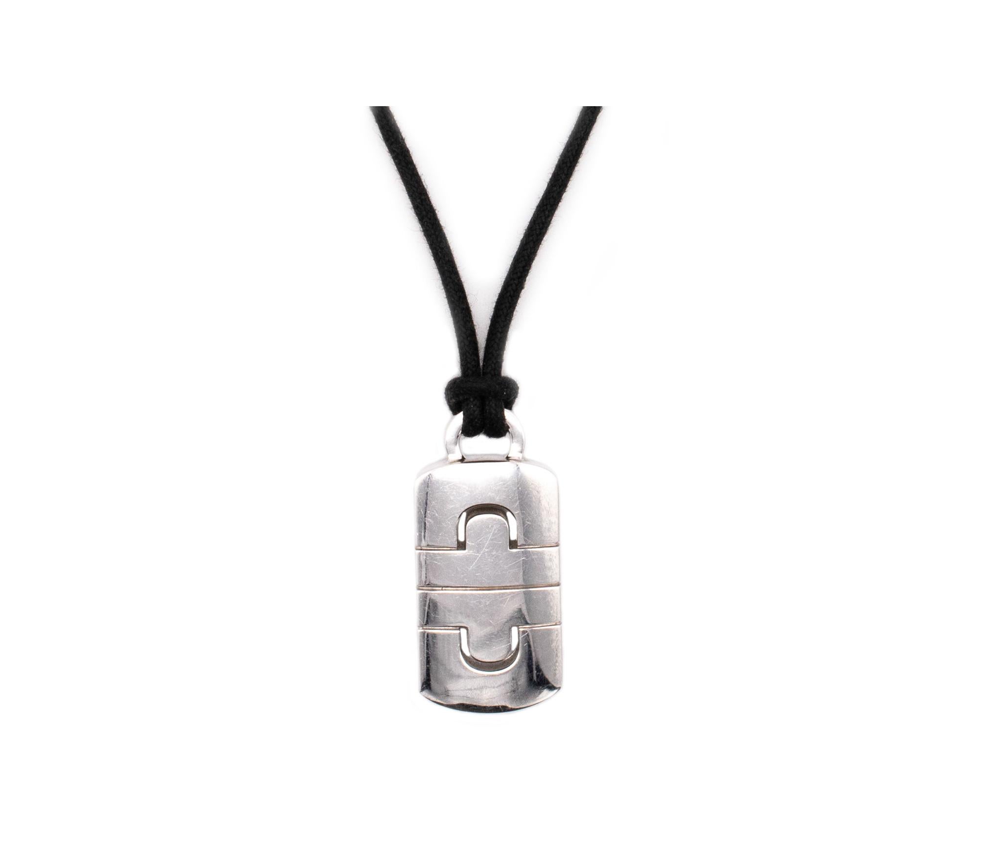 Bvlgari Milano Parentesi Tag ID Pendant Necklace in Solid 18Kt White Gold For Sale 3