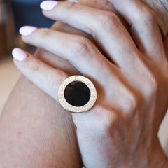 BVLGARI Milano Signature Cocktail Ring In 18Kt White Gold With Round Onyx