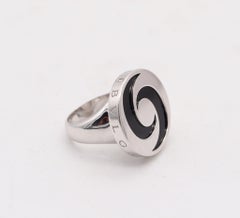 BVLGARI Milano Spiner Op-Art Cocktail Ring In 18Kt White Gold With Onyx