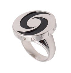 BVLGARI Milano Spiner Op-Art Cocktail Ring In 18Kt White Gold With Onyx