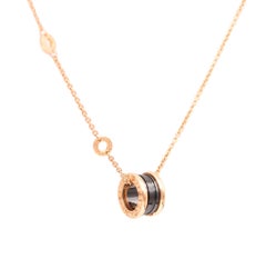 BVLGARI Modernist B-Zero1 Ceramic Pendant Necklace Chain In 18Kt Pink Gold