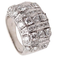 BVLGARI Modernist Cocktail Ring In 18Kt White Gold With 4.16 Ctw VS Diamonds