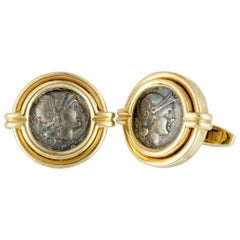 Bvlgari Monete 18 Karat Yellow Gold Ancient Coin Round Cufflinks