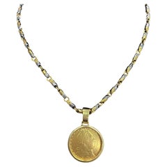Bvlgari Monete 18k Gold and Steel Coin Necklace