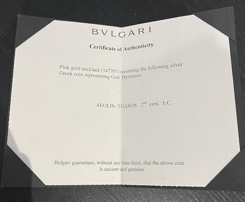 Bvlgari Monete 18K Rose Gold Ancient Coin Pendant Chain Necklace For Sale 1