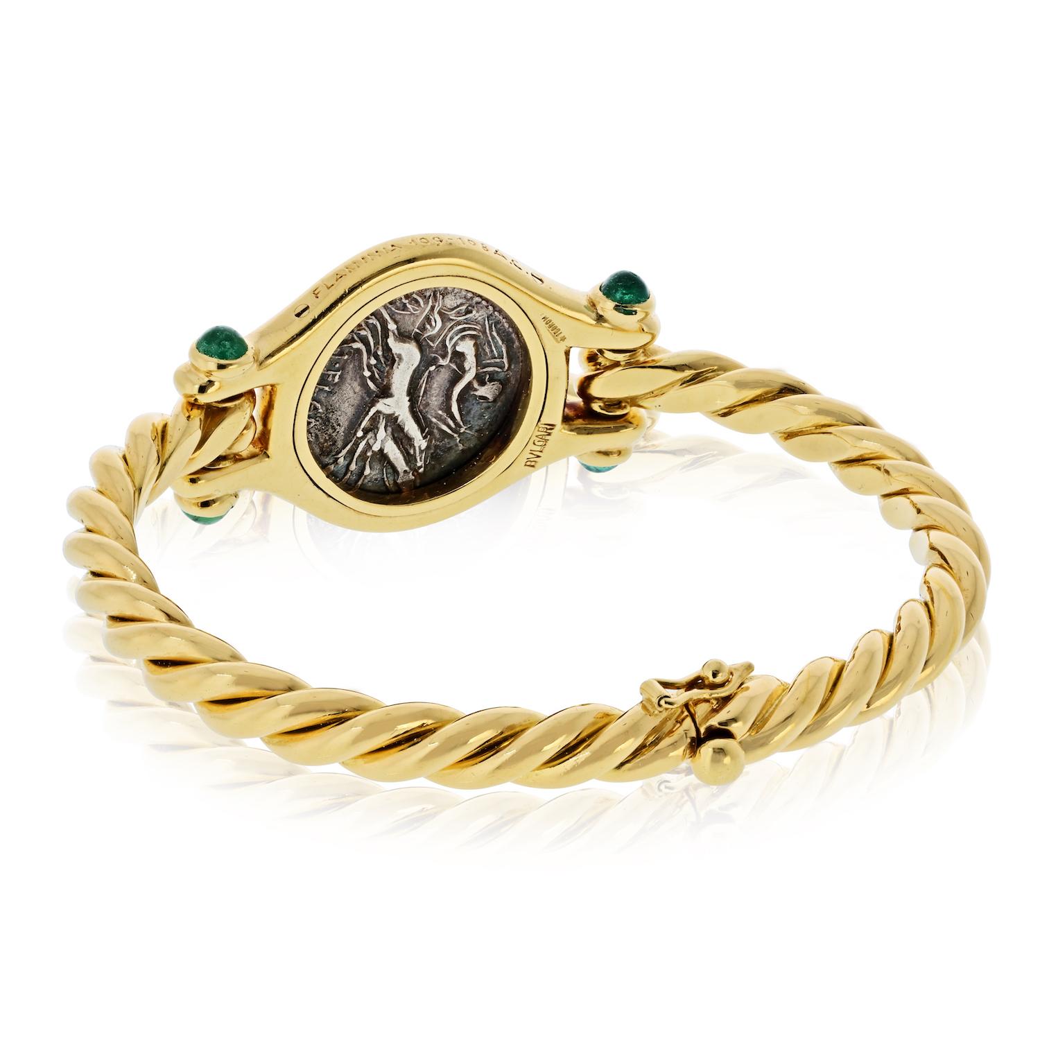Women's Bvlgari Monete 18K Yellow Gold Ancient Coin Flaminia 109-108 AC Bracelet