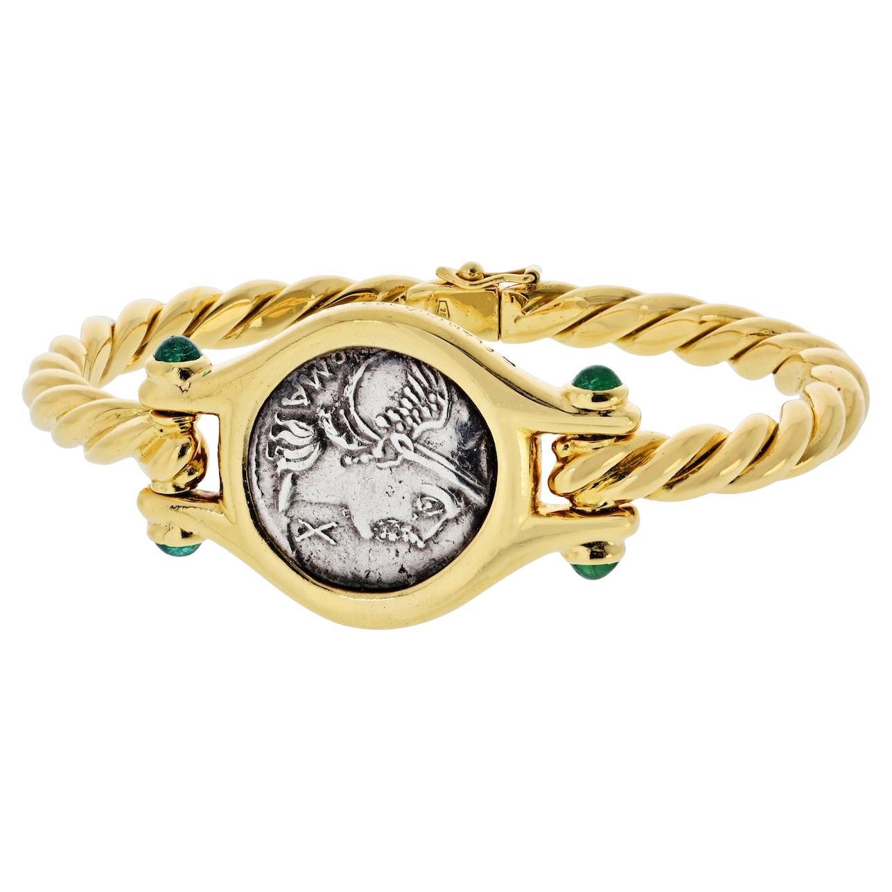 Bvlgari Monete 18K Yellow Gold Ancient Coin Flaminia 109-108 AC Bracelet