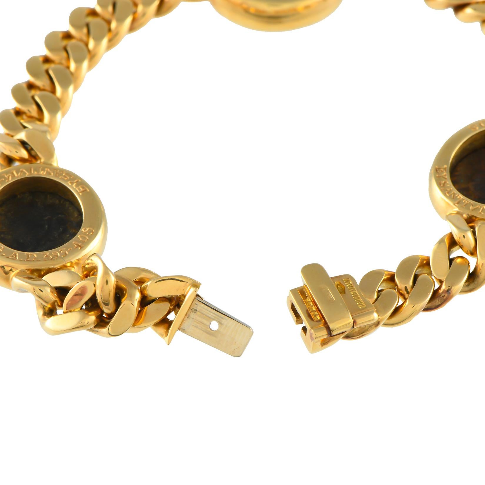 Bvlgari Monete 18K Yellow Gold Bracelet In Excellent Condition In Southampton, PA