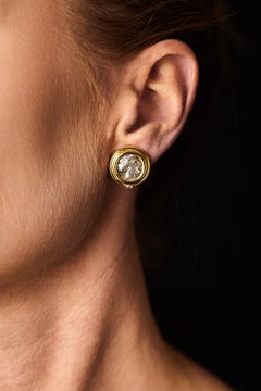 Bvlgari Monete 18kt Gold Earrings with Diamonds, 4th Century Coins.