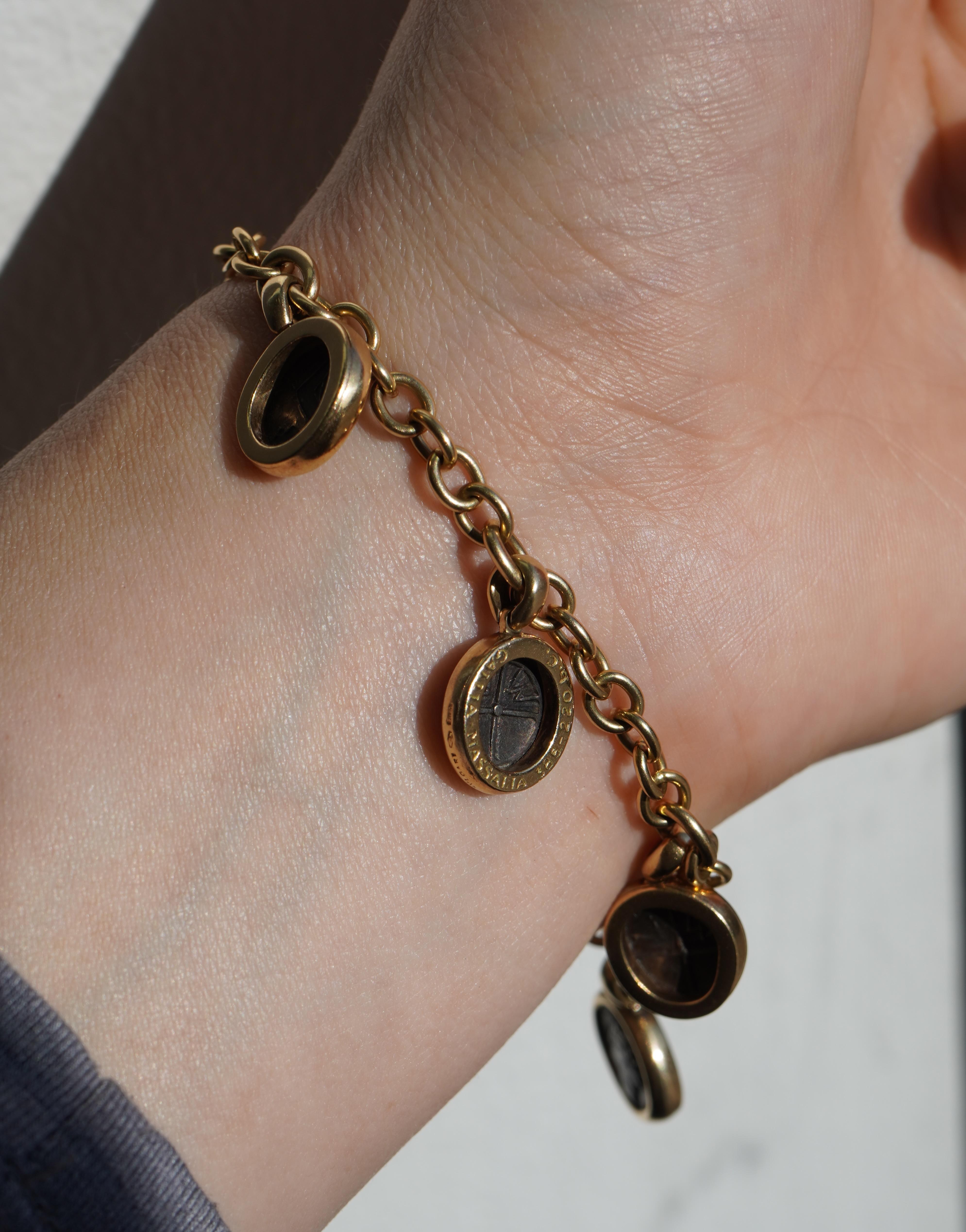Bvlgari Monete Ancient Coin 18k Gold Charm Bracelet 3