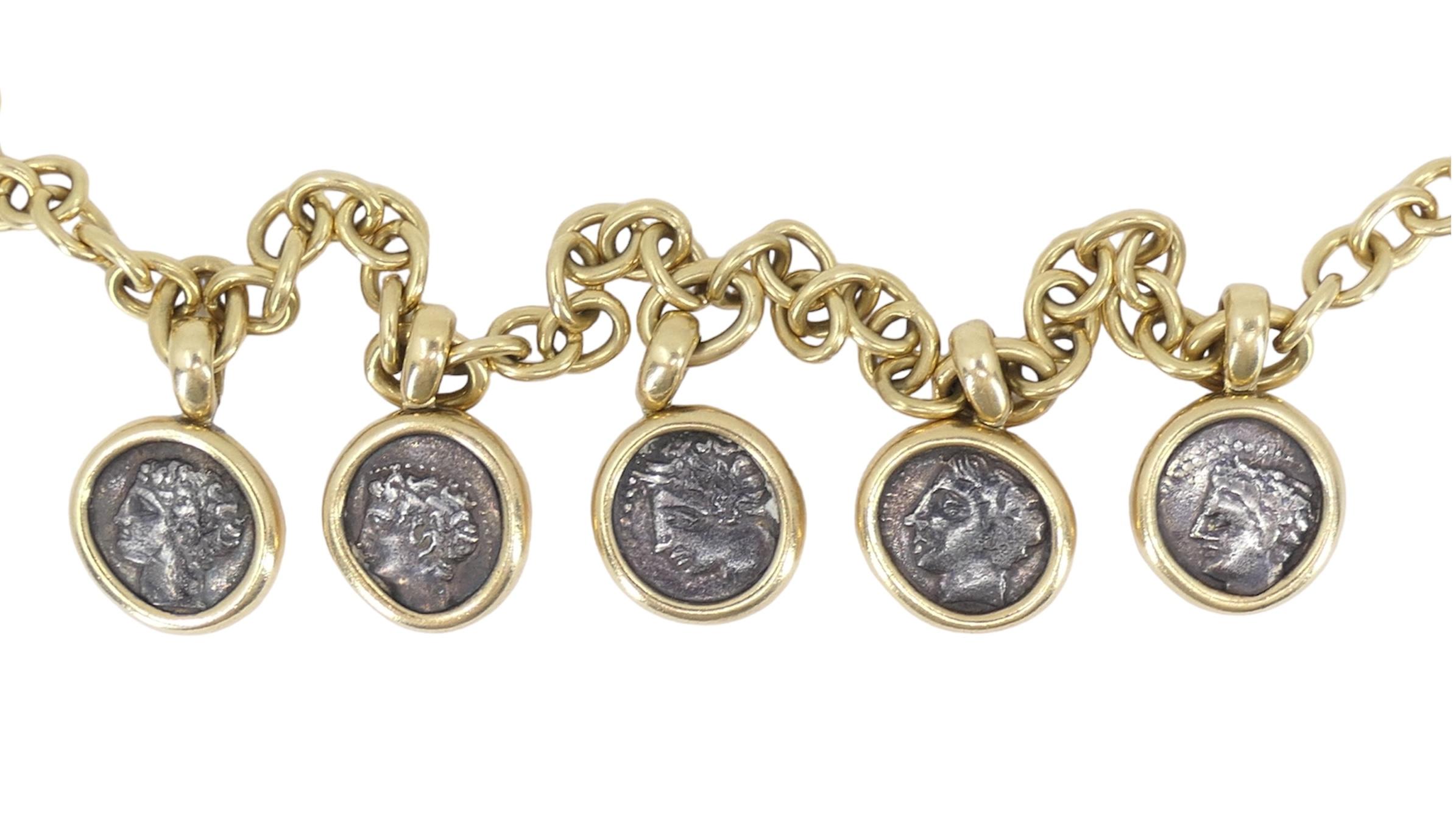 Bvlgari Monete Ancient Coin 18k Gold Charm Bracelet In Good Condition For Sale In Beverly Hills, CA