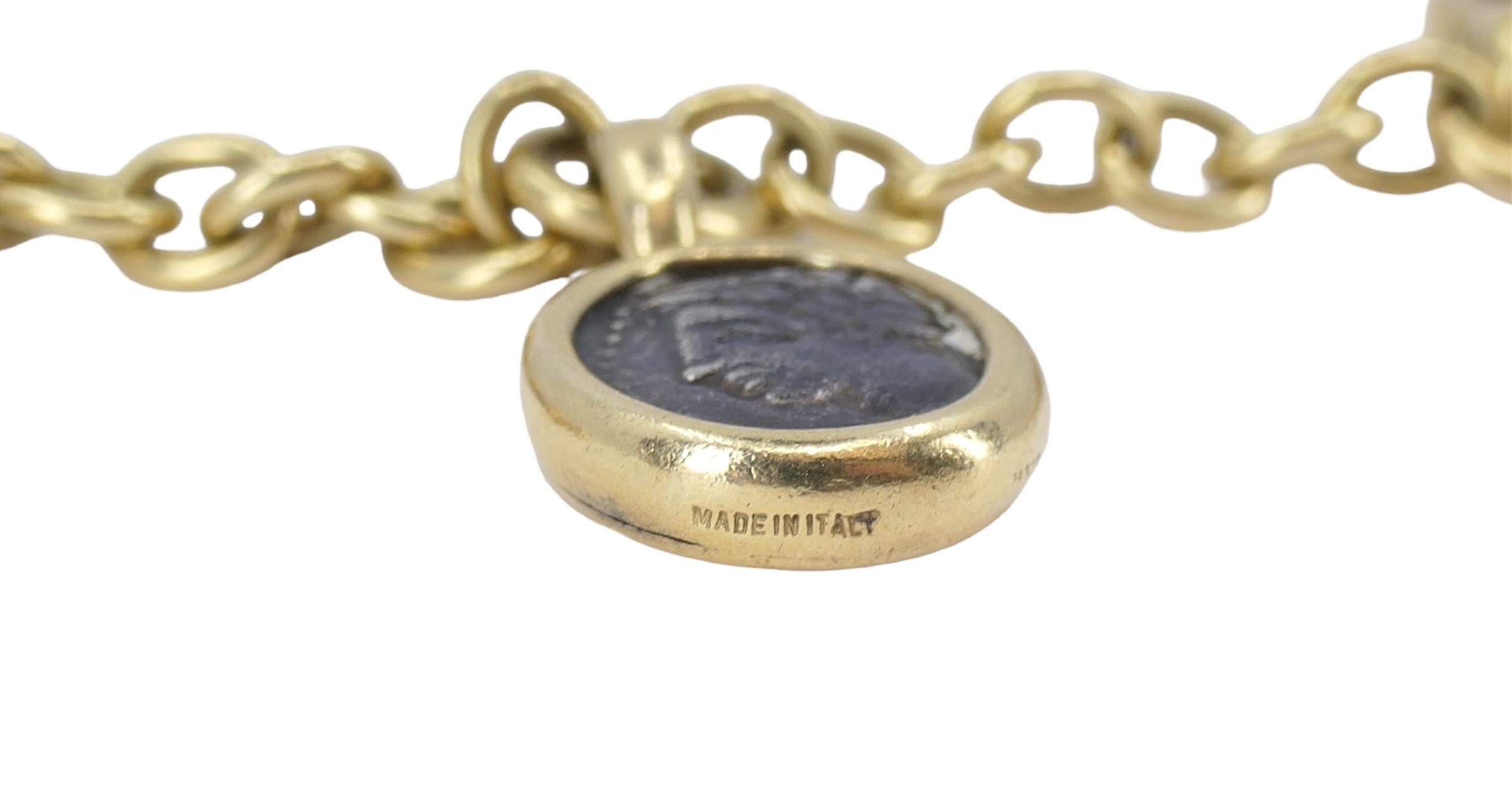 Women's Bvlgari Monete Ancient Coin 18k Gold Charm Bracelet