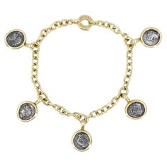 Antique Bvlgari Monete Ancient Coin 18k Gold Charm Bracelet