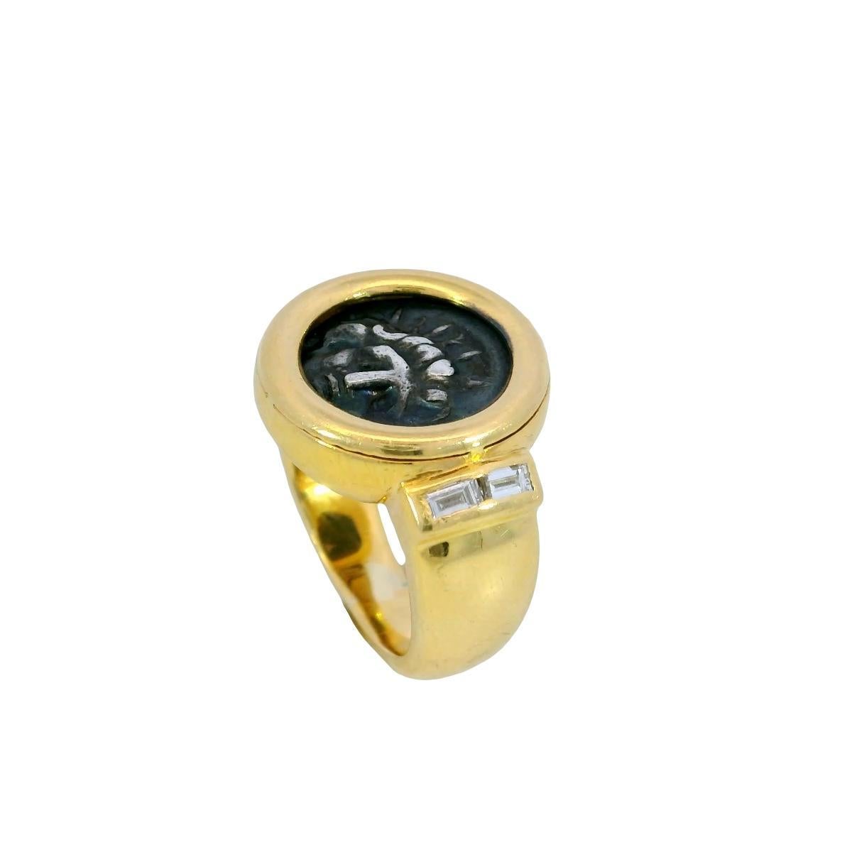 Bvlgari Monet Ancient Coin Diamond Ring Or jaune 18K Taille 5 en vente 5