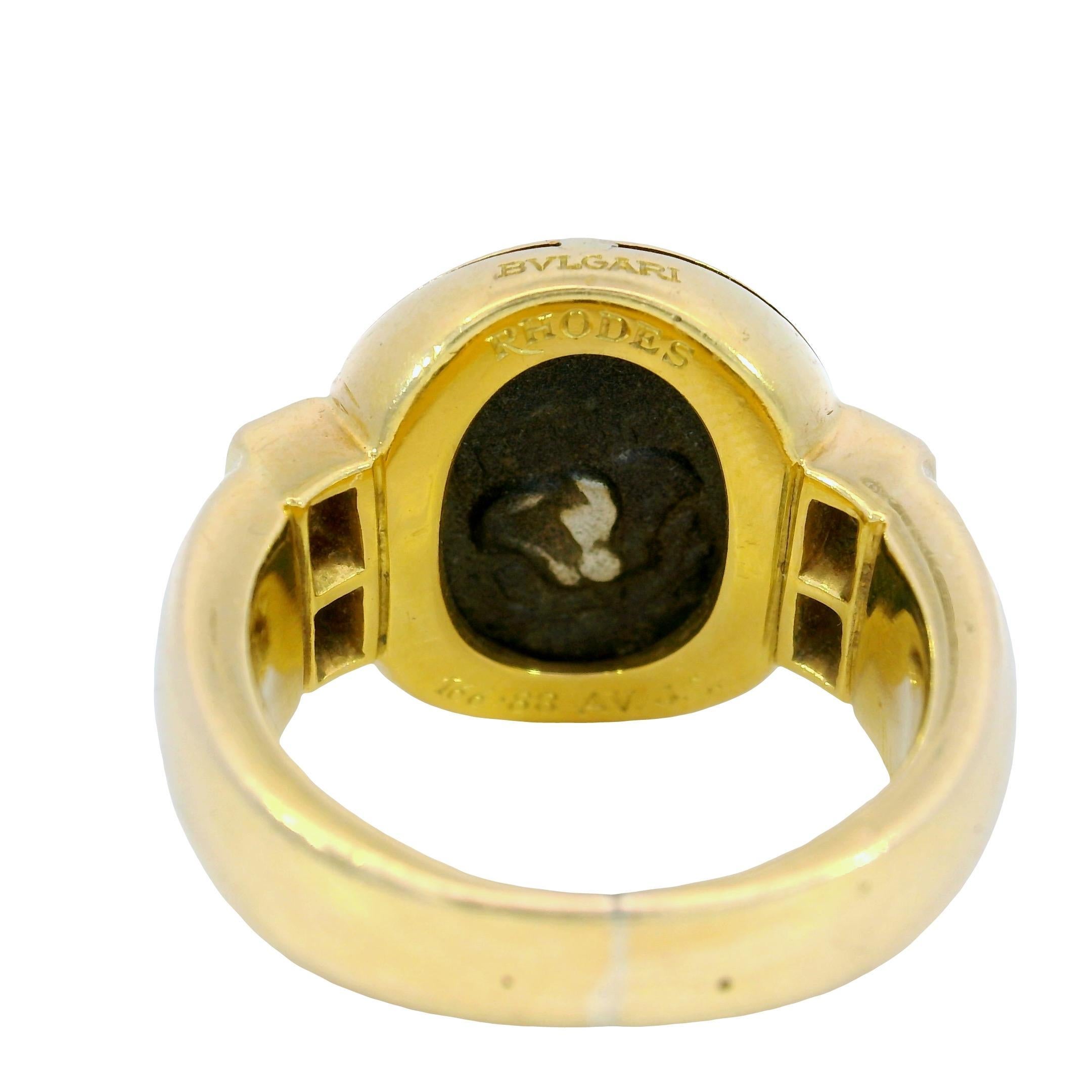 Bvlgari Monet Ancient Coin Diamond Ring Or jaune 18K Taille 5 en vente 1