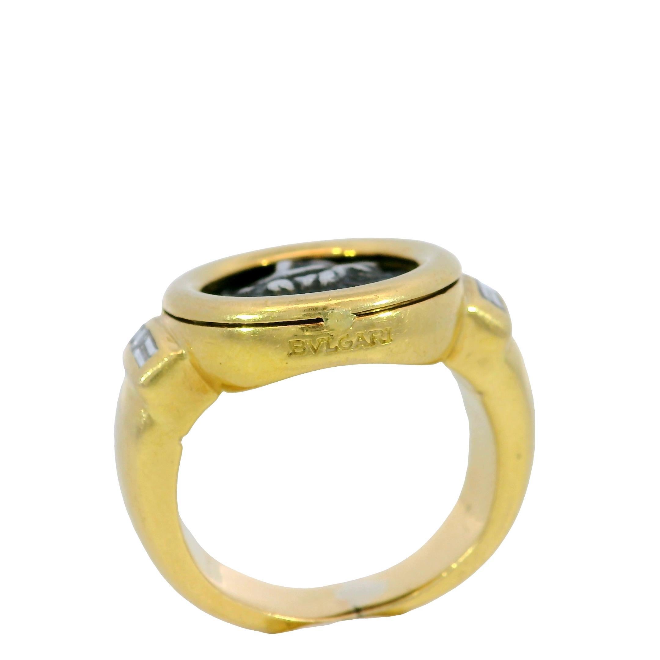 Bvlgari Monet Ancient Coin Diamond Ring Or jaune 18K Taille 5 en vente 3