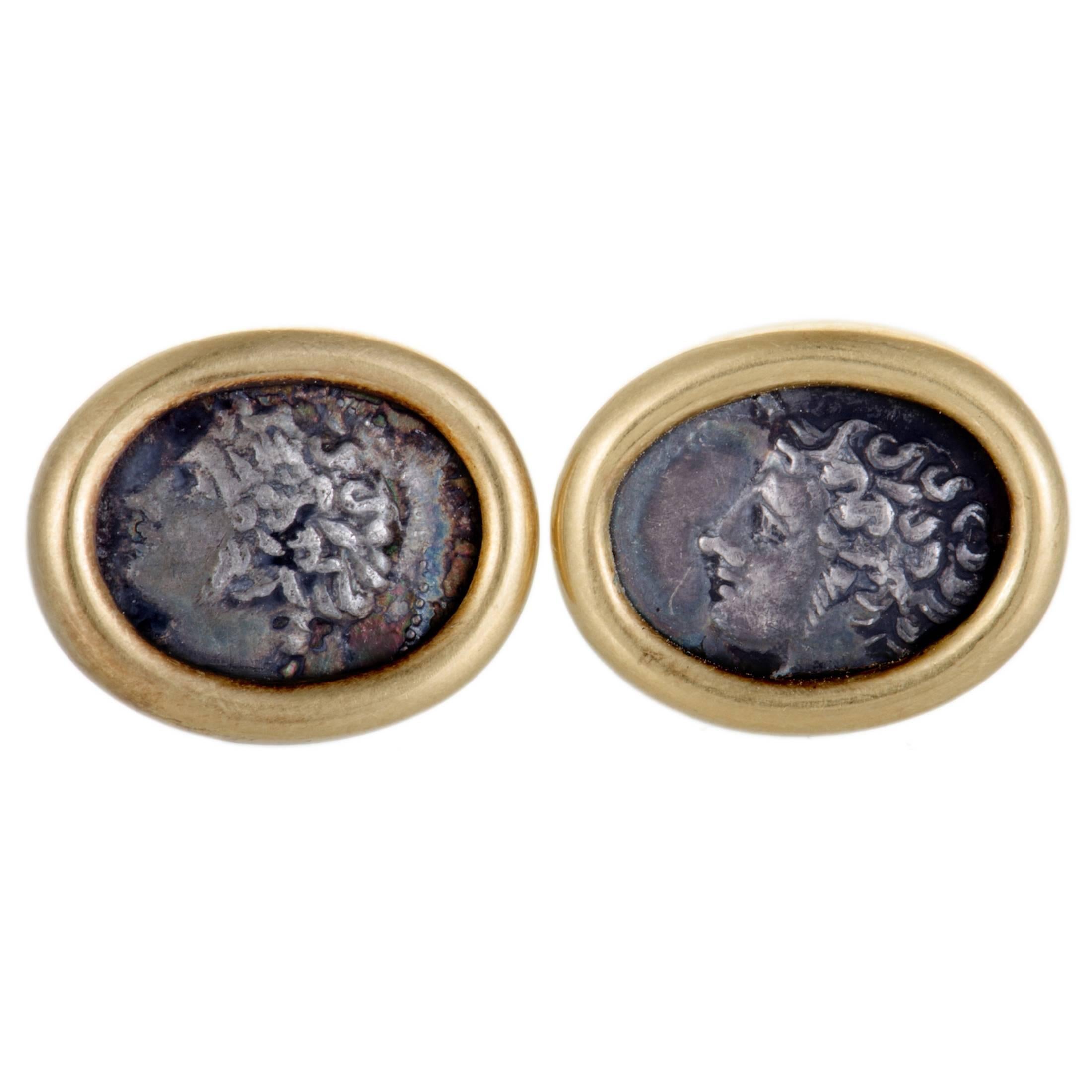 Bvlgari Monete Ancient Coin Gold Cufflinks
