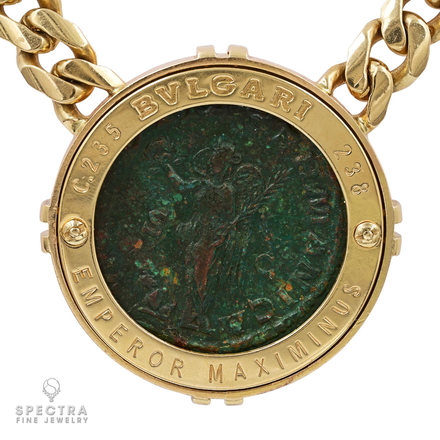 Round Cut Bvlgari 'Monete' Ancient Coin Necklace, circa 1993 For Sale