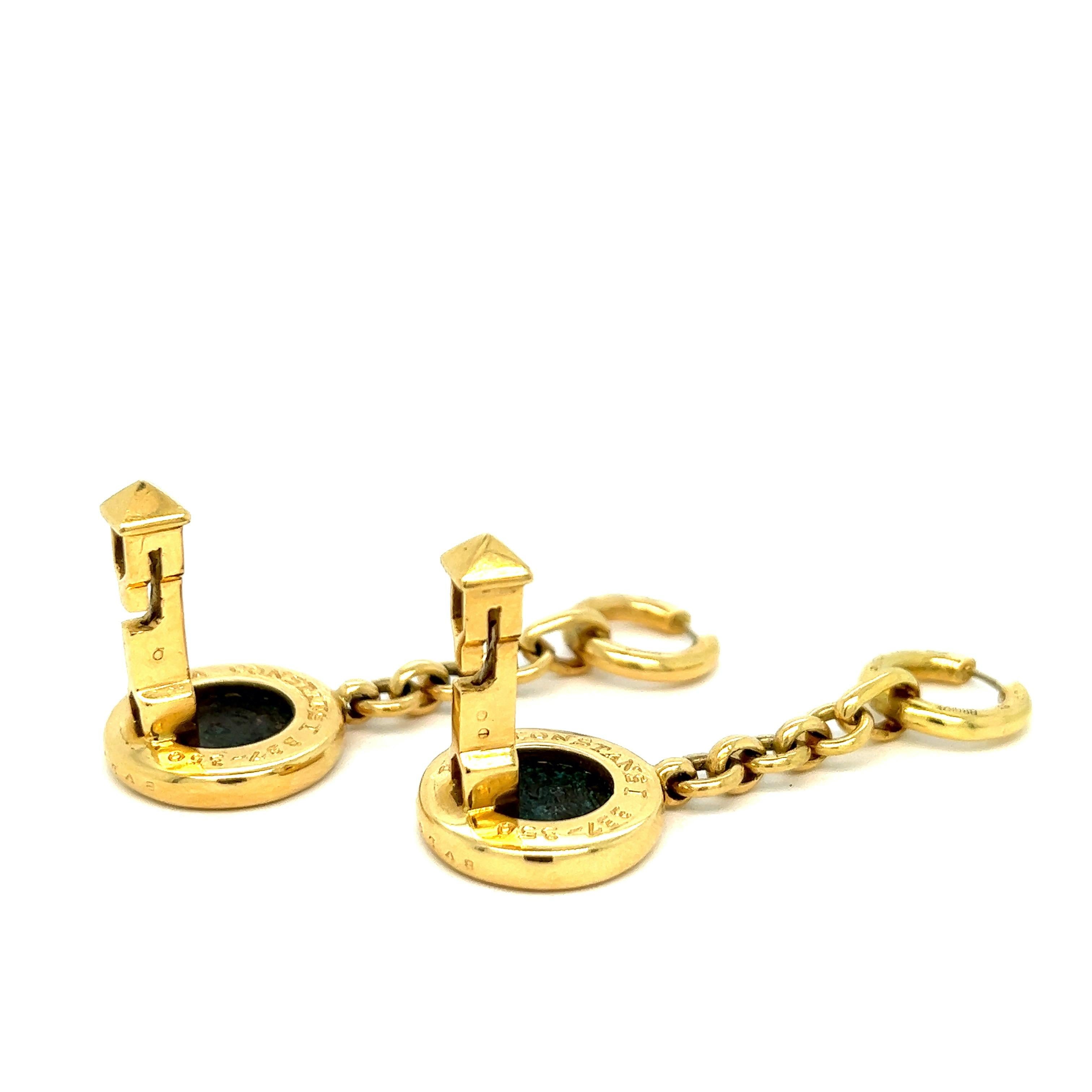 Bvlgari Monete Coin Gold Cufflinks In Excellent Condition For Sale In New York, NY