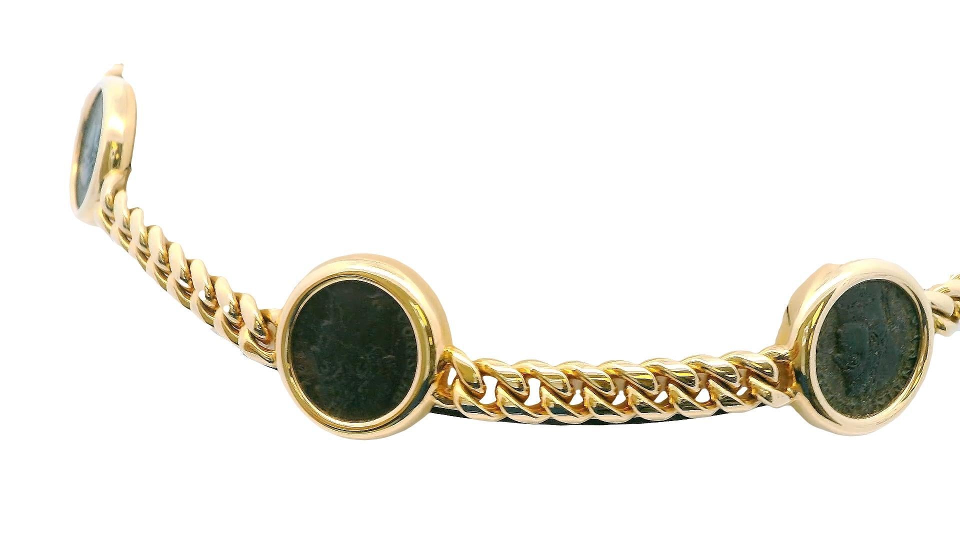Bvlgari Monete Curb Collar De Oro Amarillo De 18k Con 7 Monedas Antiguas C/Papeles De Servicio en venta 2